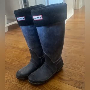 Washed Dark Blue Original Tall Hunter Boots (Socks Included)